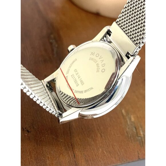 Movado Women\'s Watch 0607220 Black Dial Swiss Quartz 28mm Silver Mesh Band main image 11